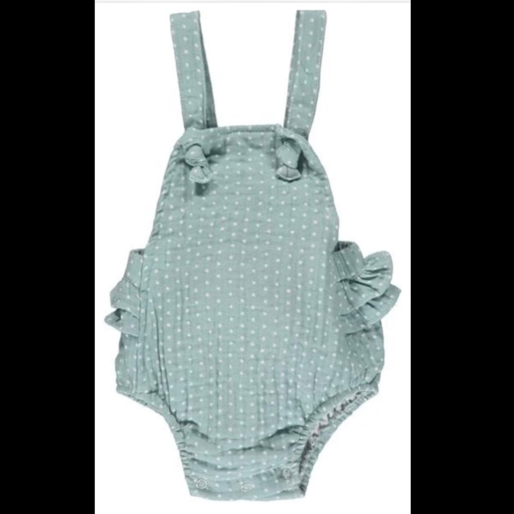 Adorable polka dot ruffle butt bubble romper